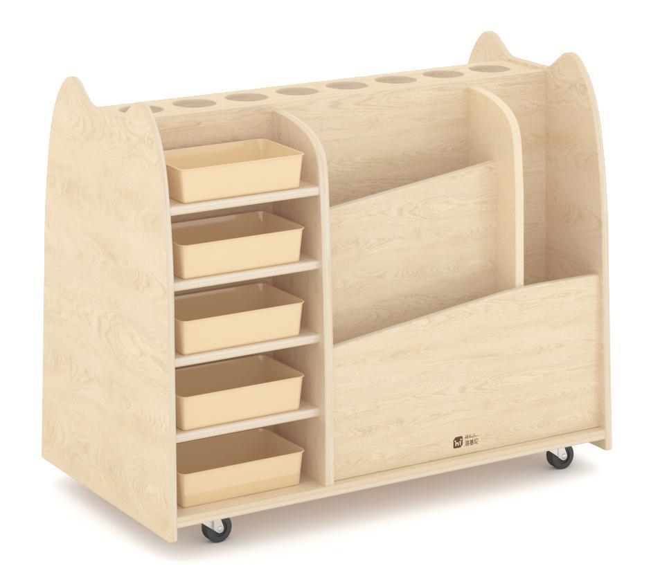 Childcare Wooden Art and Collage Storage Trolley